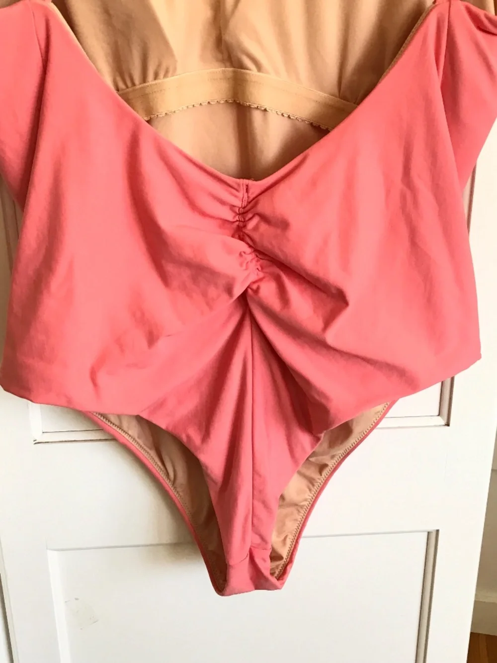 J CREW Swimsuit V-Neck Ruched Back One Piece Coral Pink Plus Size 16 NWT